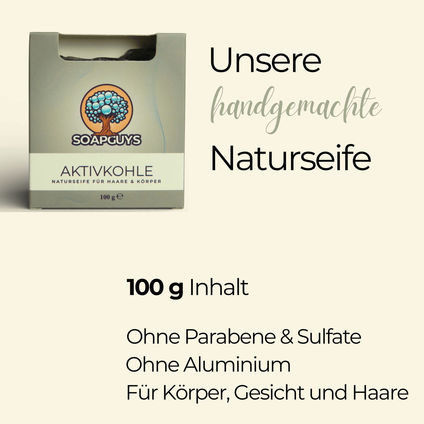 Handgemachte Aktivkohle Seife Naturkosmetik für klares Hautbild