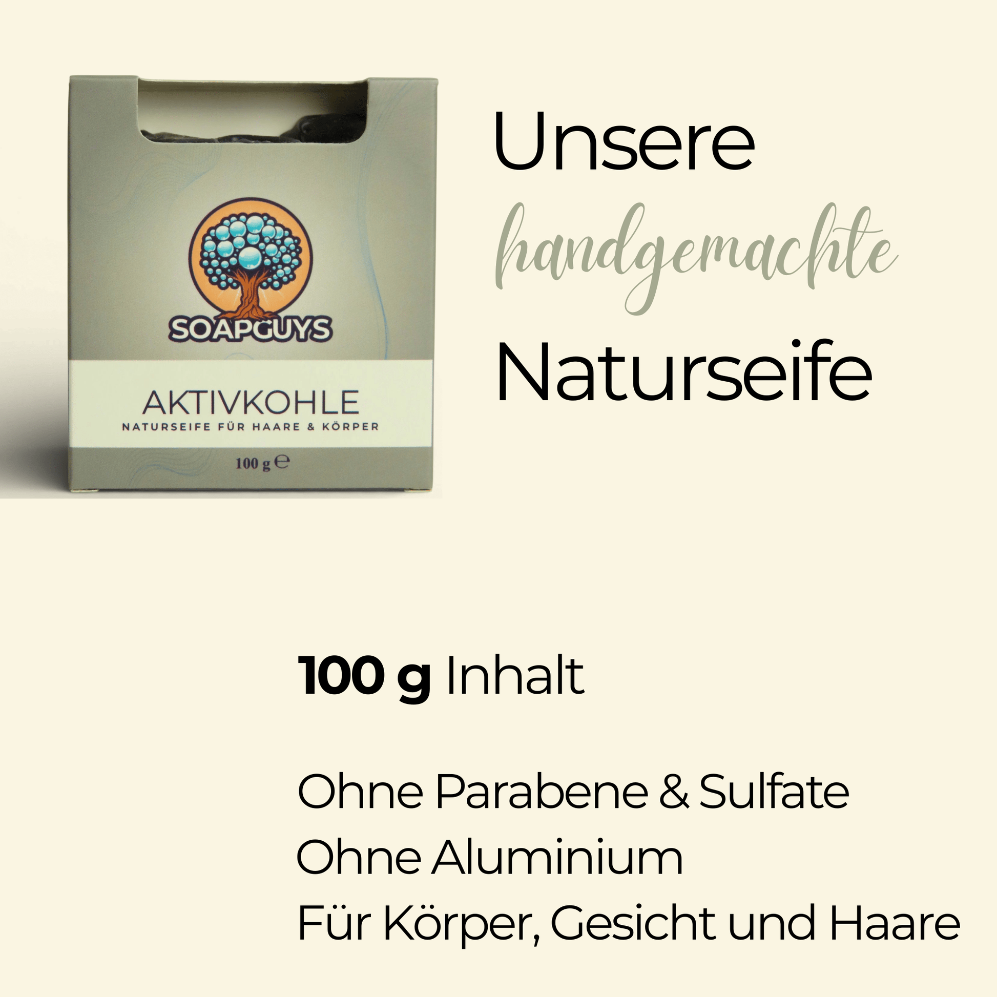 Handgemachte Aktivkohle Seife Naturkosmetik für klares Hautbild