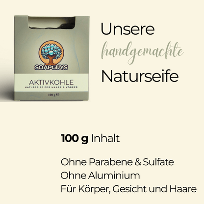 Handgemachte Aktivkohle Seife Naturkosmetik für klares Hautbild