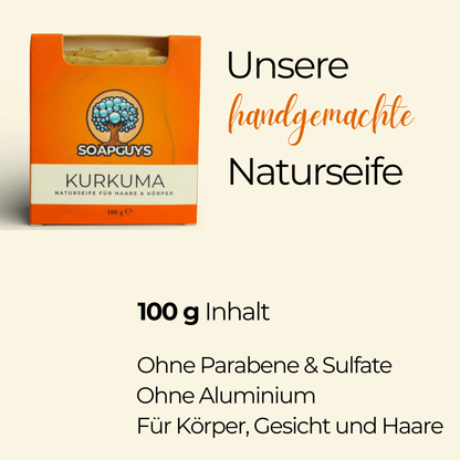 Handgemachte Kurkuma Seife Naturkosmetik für gleichmäßigen Hautton