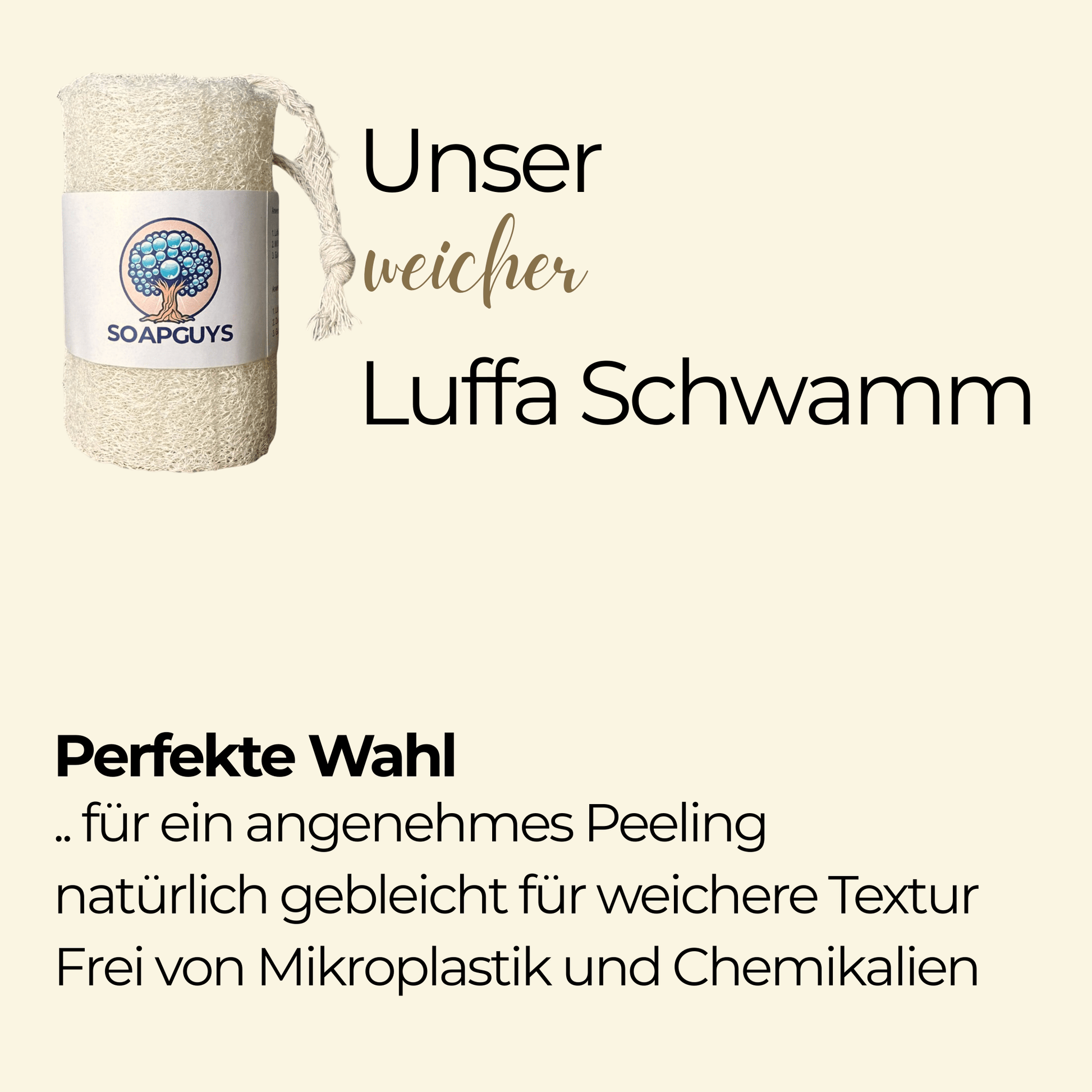 Weicher Luffa-Schwamm für die Dusche bei empfindlicher Haut