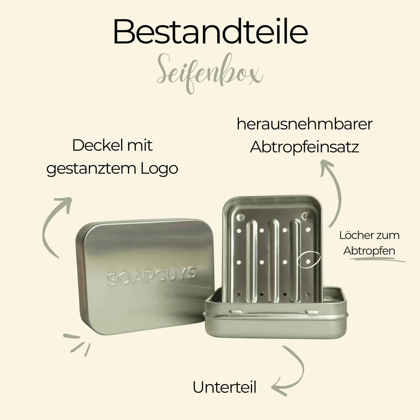 Aluminium Seifenbox für Camping, Outdoor und Zuhause