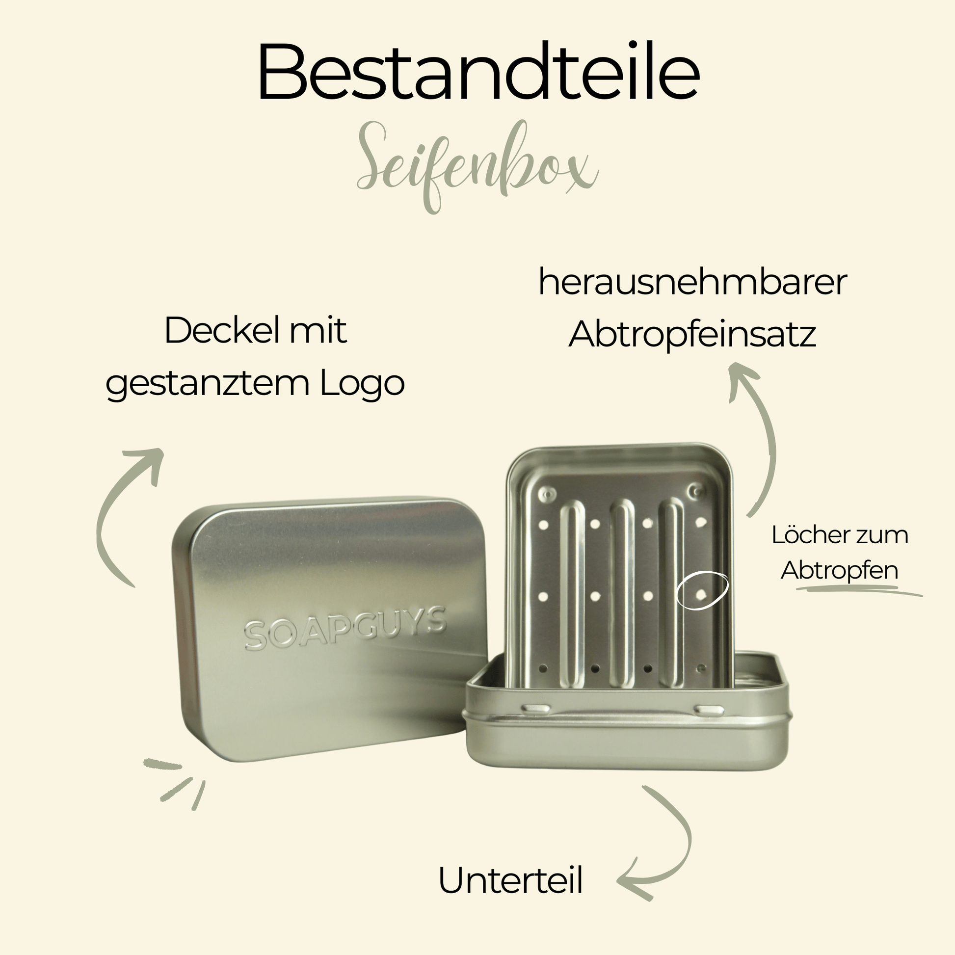 Aluminium Seifenbox für Camping, Outdoor und Zuhause