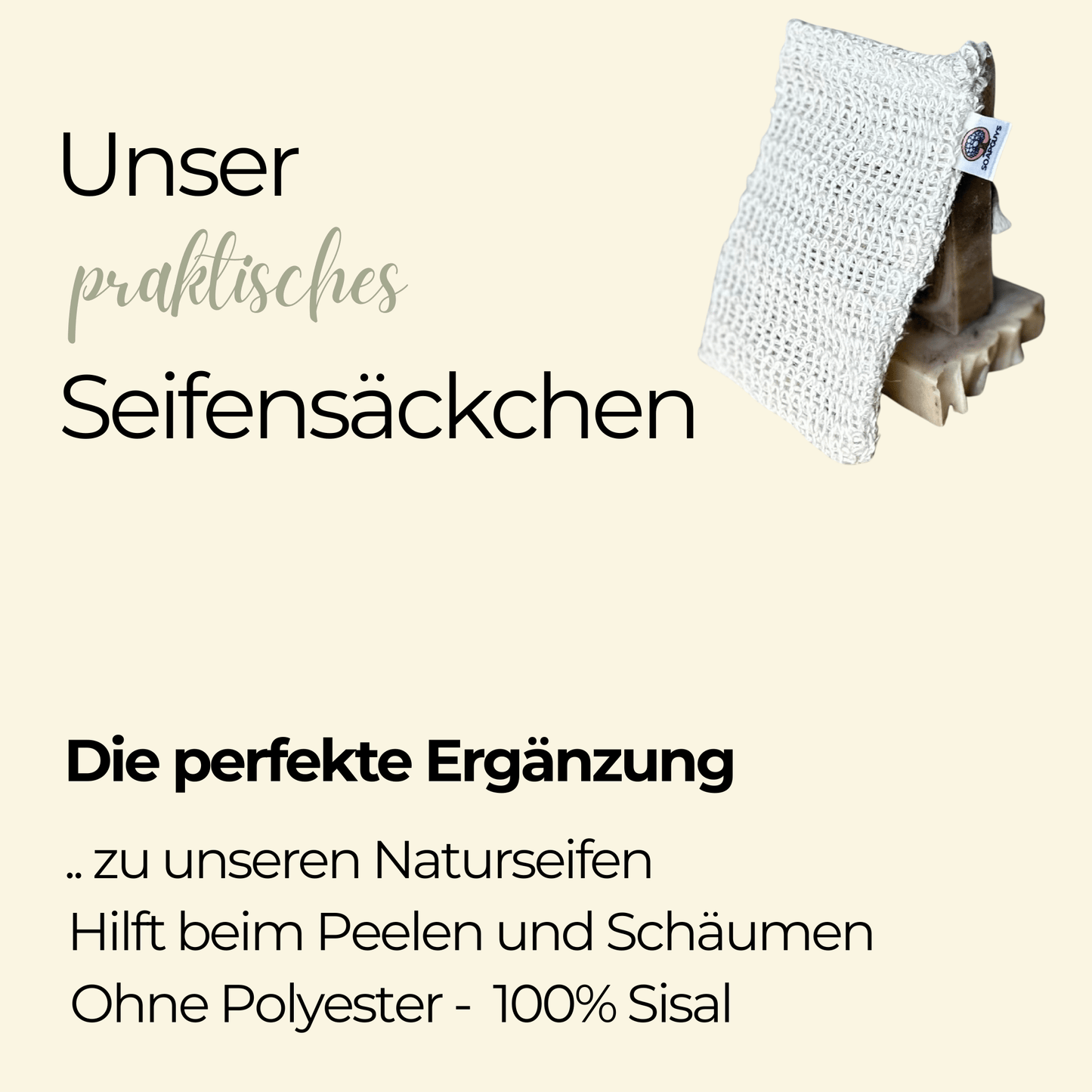 Zero Waste Seifensäckchen aus Sisal für handgemachte Naturseife