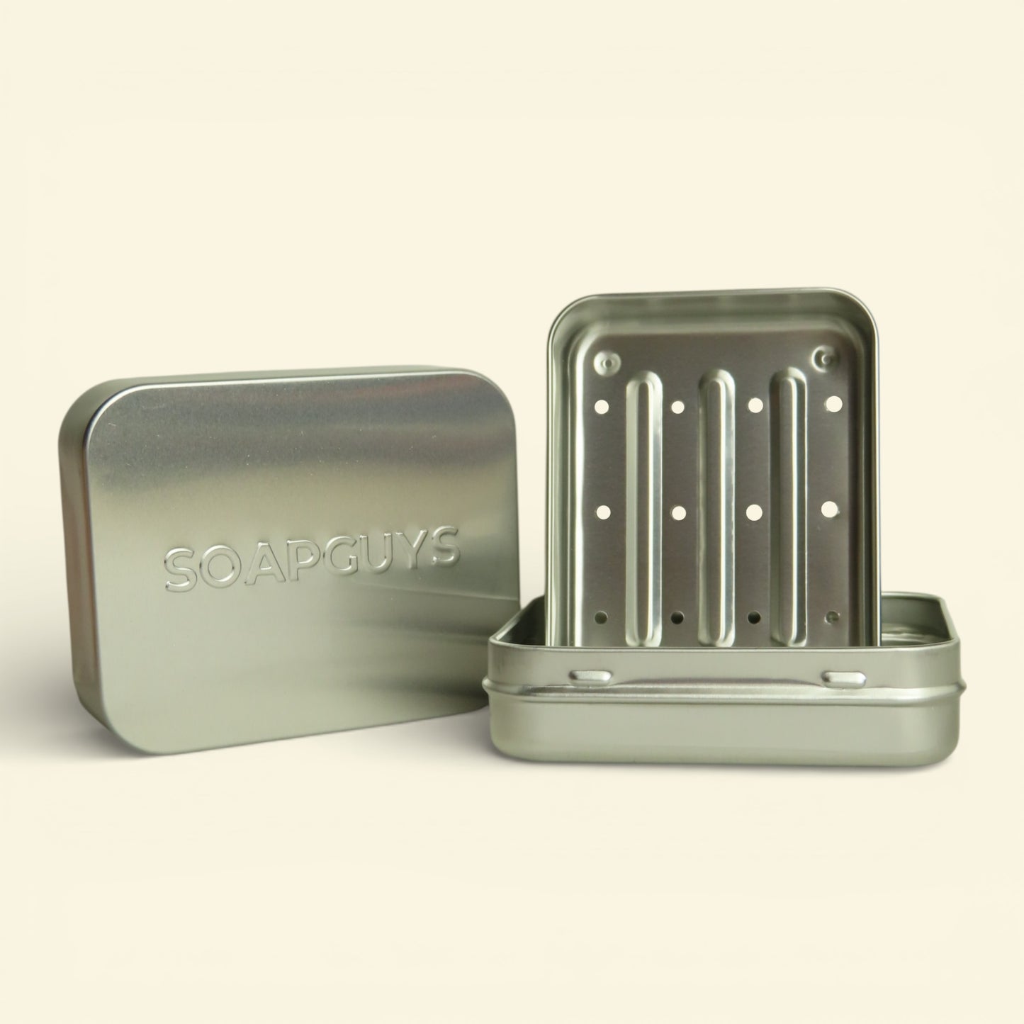 SoapGuys Seifenbox aus Aluminium mit Abtropfeinsatz für Reisen und unterwegs
